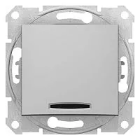 Механизм выключателя 1-кл. СП Sedna 10А IP20 (сх. 1а) 250В с син. подсветкой алюм. SchE SDN1400160