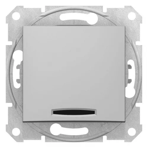 Механизм выключателя 1-кл. СП Sedna 10А IP20 (сх. 1а) 250В с син. подсветкой алюм. SchE SDN1400160