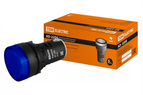 Лампа AD-22DS(LED)матрица d22мм синий 24В AC/DC TDM