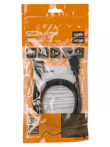 Кабель "АВК 1" HDMI - HDMI, v2.0, позолоченные контакты, 1 метр, TDM фото 4