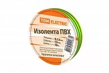 Изолента ПВХ 0,13*15мм Желто-Зеленая 10м TDM
