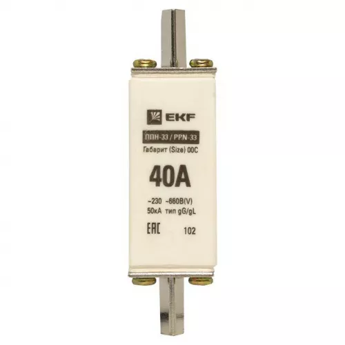 Вставка плавкая ППН-33 100/40А габарит 00C PROxima EKF fus-33/100/40 фото 5