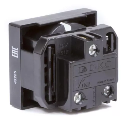 Розетка 1-м 2мод. Viva 16А IP20 2P+E защ. шторки черн. DKC 45205 фото 4