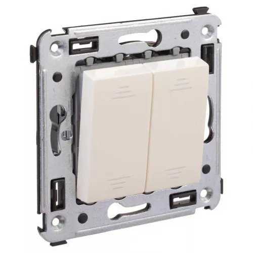 Выключатель 2-кл. 2мод. СП Avanti "Ванильная дымка" 16А IP20 беж. DKC 4405104 фото 2