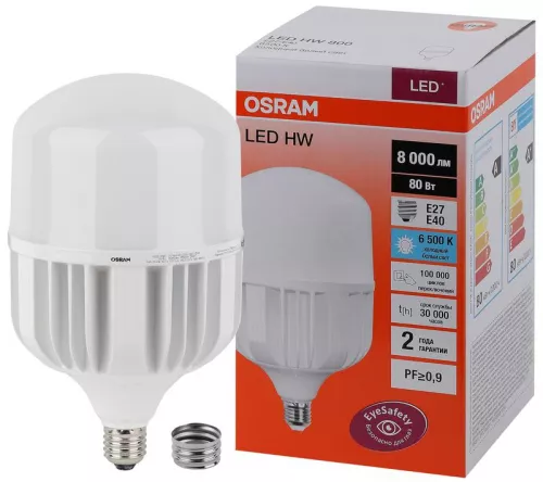 Лампа светодиодная LED HW T 80Вт (замена 800Вт) матовая 6500К холод. бел. E27/E40 8000лм угол пучка 200град. 140-265В PF>/=09 OSRAM 4058075576957 фото 2
