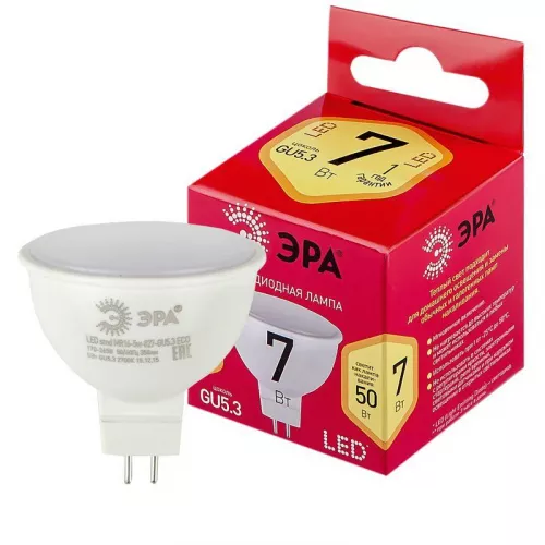 Лампа RED LINE LED MR16-7W-827-GU5.3 R GU5.3 9Вт софит нейтр. бел. свет Эра Б0050231