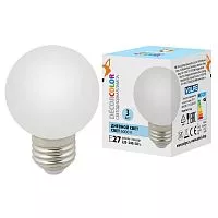 LED-G60-3W/6000K/E27/FR/С Лампа декоративная светодиодная. Форма "шар", матовая. Дневной свет (6000K). Картон. ТМ Volpe.