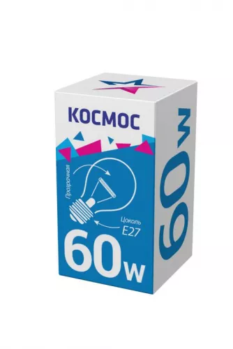 Лампа накаливания A50/A55 60Вт E27 220-240В прозр. КОСМОС LKsmSt55CL60E27v2 Лампа накаливания A50/A55 60Вт E27 220-240В прозр. КОСМОС LKsmSt55CL60E27v2