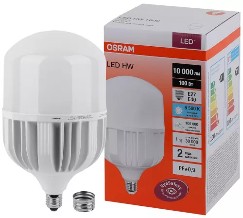 Лампа светодиодная LED HW T 100Вт (замена 1000Вт) матовая 6500К холод. бел. E27/E40 10000лм угол пучка 200град. 140-265В PF>/=09 OSRAM 4058075577015 фото 2