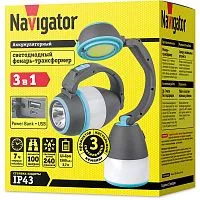 Фонарь-прожектор 14 086 NPT-CA16-ACCU кемпинг аккум. 1COB 5Вт+1CREE 3Вт 240лм 1.5А.ч Navigator 14086