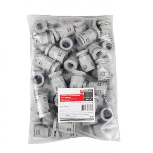 Коннектор для гофр. трубы 20мм (уп.50шт) Plast EKF kn-t-20 фото 5