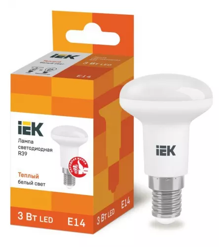 Лампа светодиодная ECO R39 3Вт 3000К тепл. бел. E14 270лм 230-240В IEK LLE-R39-3-230-30-E14 Лампа светодиодная ECO R39 3Вт 3000К тепл. бел. E14 270лм 230-240В IEK LLE-R39-3-230-30-E14