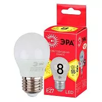 Лампа светодиодная RED LINE LED P45-8W-827-E27 R Е27 / E27 8Вт шар тепл. бел. свет Эра Б0053028