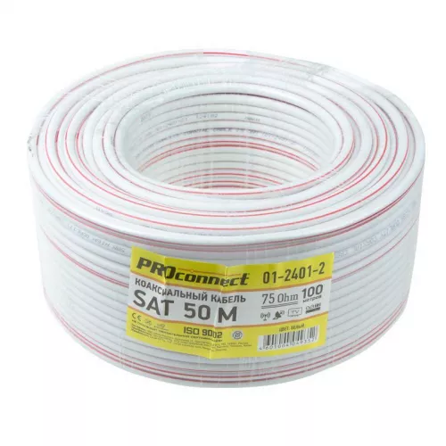 Кабель SAT 50M+CCS/Al/Al 64х0.12 75 Ом бухта Б (Red Line) (м) PROCONNECT 01-2401-2 фото 2