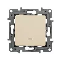 Механизм выключателя 1-кл. СП Etika 10А IP20 250В 10AX с подсветкой/индикацией безвинт. зажимы сл. кость Leg 672303