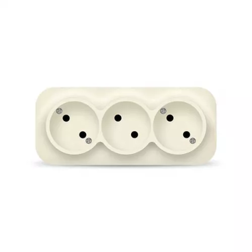 Розетка 3-м ОП 10А IP20 без заземл. сл. кость IONICH 1450