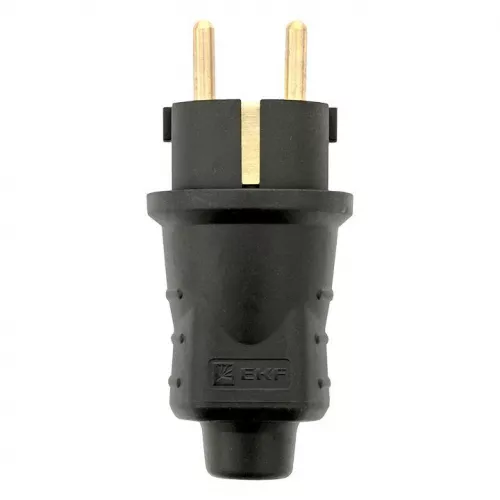 Вилка прямая 16А IP44 2P+PE 230В каучук EKF RPS-011-16-230-44 фото 2