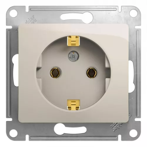 Механизм розетки 1-м СП Glossa 16А IP20 250В с заземл. молоч. SchE GSL000943