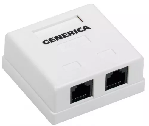 Розетка информационная RJ45 кат.5е UTP 2 порта настенная GENERICA ITK CS2-1C5EU-22-G Розетка информационная RJ45 кат.5е UTP 2 порта настенная GENERICA ITK CS2-1C5EU-22-G