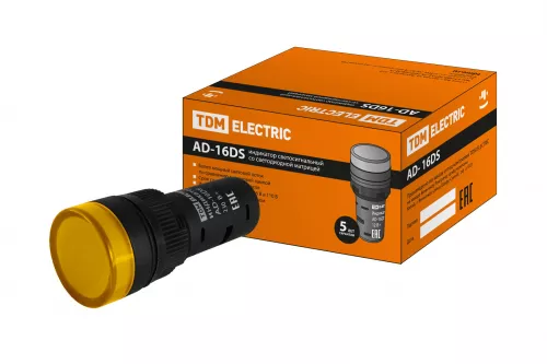 Лампа AD-16DS(LED)матрица d16мм желтый 230В АС TDM Лампа AD-16DS(LED)матрица d16мм желтый 230В АС TDM