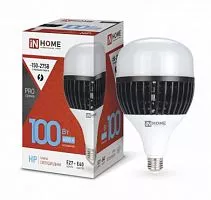 Лампа светодиодная LED-HP-PRO 100Вт 230В E27 Е40 6500К 9000лм с адаптером IN HOME 4690612035697