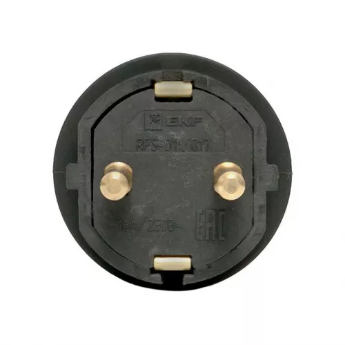 Вилка угловая 16А 2P+PE 230В IP44 с кольцом каучук Basic EKF RPS-017-16-230-44 фото 5