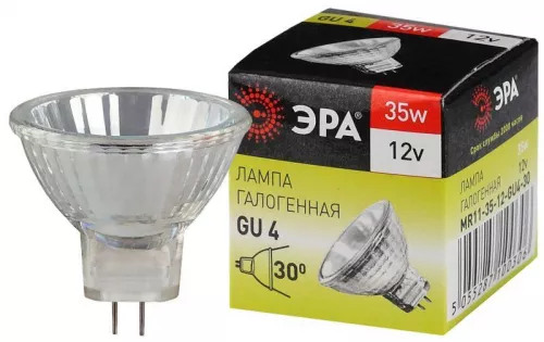 Лампа галогенная GU4-MR11-35W-12V-30Cl ЭРА C0027362 Лампа галогенная GU4-MR11-35W-12V-30Cl ЭРА C0027362