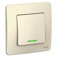 Переключатель проходной 1-кл. СП Blanca 10А IP20 (сх. 6) 250В с подсветкой молочн. SchE BLNVS010612