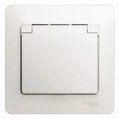 Розетка 1-м СП Glossa 16А IP20 с заземл. защ. шторки с крышкой в сборе перламутр. SchE GSL000646