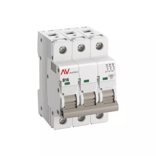Выключатель автоматический модульный 3п B 16А 6кА AV-6 AVERES EKF mcb6-3-16B-av фото 2