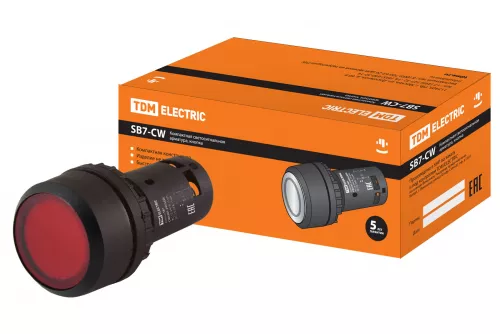 Кнопка SB7-CW3465-220V(LED) d22мм 1з+1р красная TDM Кнопка SB7-CW3465-220V(LED) d22мм 1з+1р красная TDM