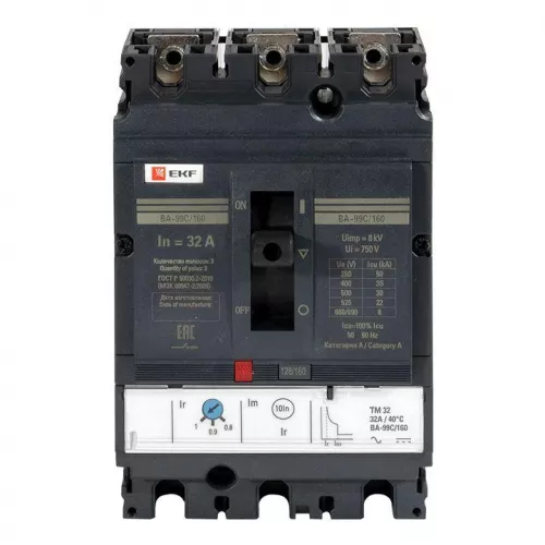 Выключатель автоматический 3п 160/32А 36кА ВА-99C Compact NS PROxima EKF mccb99C-160-32 фото 6