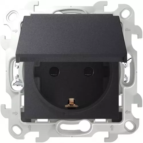 Механизм розетки 2К+З IP44 Push&Go Simon24 графит 2420448-038 Механизм розетки 2К+З IP44 Push&Go Simon24 графит 2420448-038
