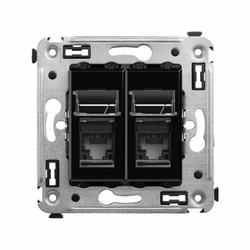Розетка 2-м СП RJ-45 кат.5e Avanti "Черный квадрат" DKC 4402464