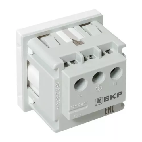 Розетка 1-м C-Line 2мод. 45х45 РКС-20-30-П с заземл. бел. EKF E2MR16-028-10 фото 7