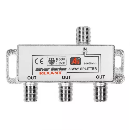 Делитель ТВ "краб" х3+4шт.F "BOX" 5-1000 МГц "Silver" Rexant 05-6102 фото 8 Делитель ТВ "краб" х3+4шт.F "BOX" 5-1000 МГц "Silver" Rexant 05-6102 фото 8