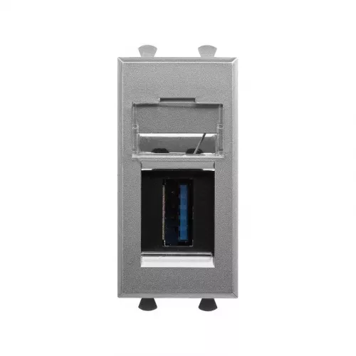 Розетка USB 3.0 модульная 1мод. тип А-А Avanti "Закаленная сталь" DKC 4404301