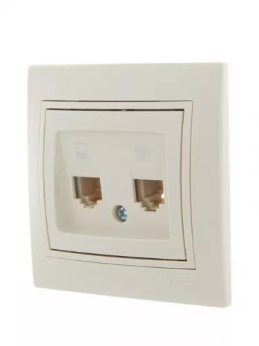Розетка компьютерная + телеф. СП Мира RJ11 + RJ45 крем/крем. LEZARD 701-0303-143 фото 2 Розетка компьютерная + телеф. СП Мира RJ11 + RJ45 крем/крем. LEZARD 701-0303-143 фото 2