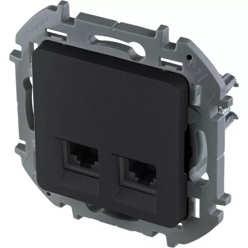 Механизм розетки компьютерной RJ45 2-м Inspiria CAT.6 UTP антрацит Leg 673843 фото 3 Механизм розетки компьютерной RJ45 2-м Inspiria CAT.6 UTP антрацит Leg 673843 фото 3