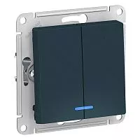 Механизм выключателя 2-кл. СП AtlasDesign 10А IP20 (сх. 5а) 10AX с подсветкой изумруд SchE ATN000853