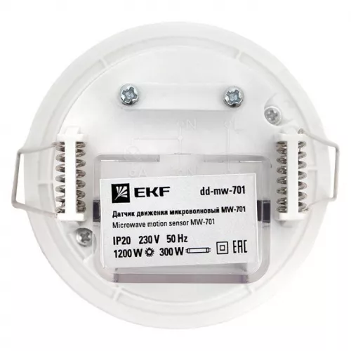 Датчик движения микроволновый MW-701 1200Вт 360гр. до 8м IP20 бел. PROxima EKF dd-mw-701 фото 10