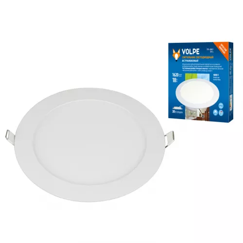 ULM-Q236 18W/4000K WHITE Светильник светодиодный встраиваемый.  Белый свет (4000К). Корпус белый. ТМ Volpe.