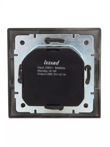 Розетка 1-м СП Мира 16А с з/к + USB разъем черн. бархат LEZARD 701-4242-181 фото 4 Розетка 1-м СП Мира 16А с з/к + USB разъем черн. бархат LEZARD 701-4242-181 фото 4
