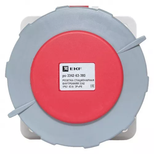 Розетка стационарная внутренняя 3342 3Р+РЕ 63А 380В IP67 PROxima EKF ps-3342-63-380 фото 3