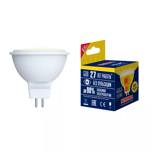 LED-JCDR-7W/WW/GU5.3/NR Лампа светодиодная. Форма "JCDR", матовая. Серия Norma. Теплый белый свет (3000K). Картон. ТМ Volpe LED-JCDR-7W/WW/GU5.3/NR Лампа светодиодная. Форма "JCDR", матовая. Серия Norma. Теплый белый свет (3000K). Картон. ТМ Volpe
