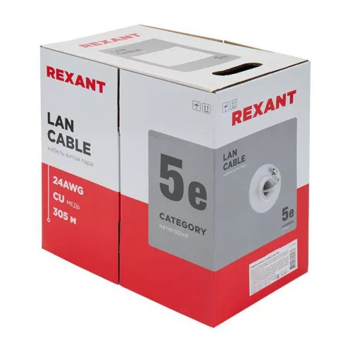 Кабель UTP 2х2х24AWG кат.5е медь бухта (м) Rexant 01-0023 фото 2