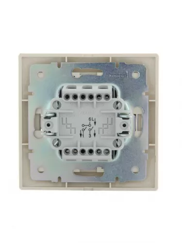 Выключатель 2-кл. СП Мира 10А IP20 со вставкой крем. LEZARD 701-0303-101 фото 4