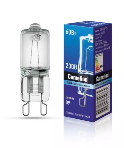 Лампа галогенная 60Вт капсула G9 2850К 240В прозр. Camelion 5555 Лампа галогенная 60Вт капсула G9 2850К 240В прозр. Camelion 5555