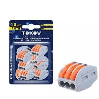 Клемма строительно-монтажная PCT-213 с рычагом 3 отверстия (блист.10шт) TOKOV ELECTRIC TKE-PCT-213/BL10