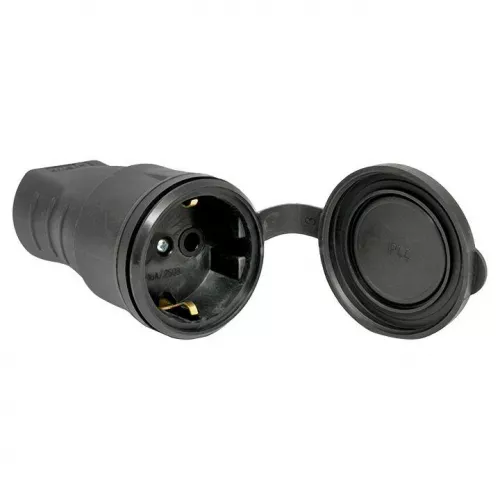 Розетка переносная PROxima 16А IP44 230В 2P+PE с защ. крышкой каучук EKF RPS-012-16-230-44 фото 2